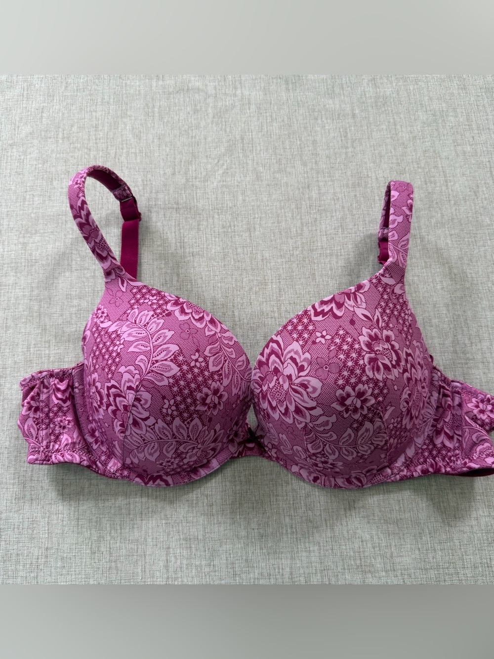 Cacique Boost Plunge Bra Push Up Floral Size 40D